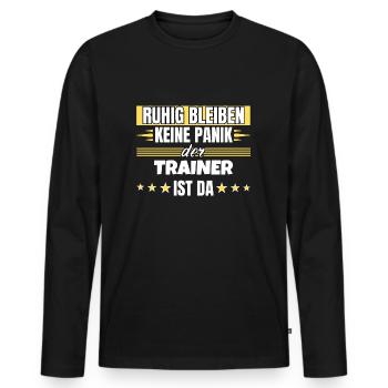 Ruhig bleiben ich bin Trainer - Männer Premium Bio Langarmshirt - Schwarz - Vorne - Nico (187cm)