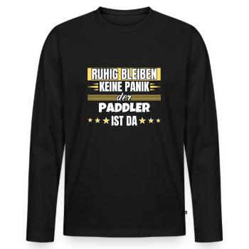 Ruhig bleiben ich bin Paddler - Männer Premium Bio Langarmshirt - Schwarz - Vorne - Nico (187cm)