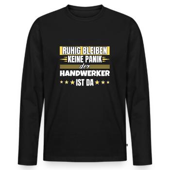 Ruhig bleiben ich bin Handwerker - Männer Premium Bio Langarmshirt - Schwarz - Vorne - Nico (187cm)