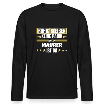 Ruhig bleiben ich bin Maurer - Männer Premium Bio Langarmshirt - Schwarz - Vorne - Nico (187cm)