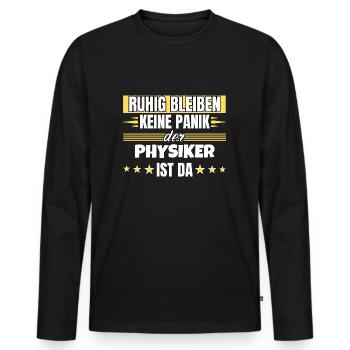 Ruhig bleiben ich bin Physiker - Männer Premium Bio Langarmshirt - Schwarz - Vorne - Nico (187cm)