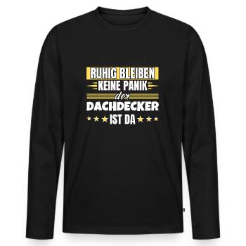 Ruhig bleiben ich bin Dachdecker - Männer Premium Bio Langarmshirt - Schwarz - Vorne - Nico (187cm)