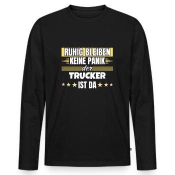 Ruhig bleiben ich bin Ruhig bleiben ich bin - Männer Premium Bio Langarmshirt - Schwarz - Vorne - Nico (187cm)