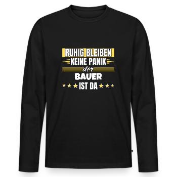 Ruhig bleiben ich bin Bauer - Männer Premium Bio Langarmshirt - Schwarz - Vorne - Nico (187cm)