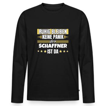 Ruhig bleiben ich bin Schaffner - Männer Premium Bio Langarmshirt - Schwarz - Vorne - Nico (187cm)