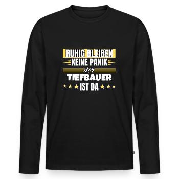 Ruhig bleiben ich bin Tiefbauer - Männer Premium Bio Langarmshirt - Schwarz - Vorne - Nico (187cm)
