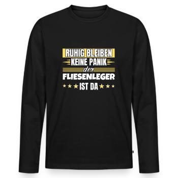 Ruhig bleiben ich bin Fliesenleger - Männer Premium Bio Langarmshirt - Schwarz - Vorne - Nico (187cm)
