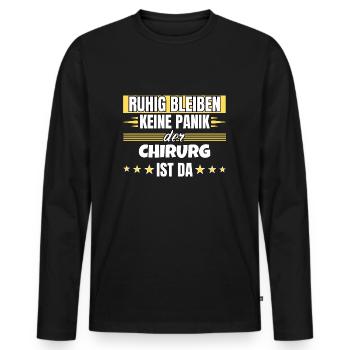 Ruhig bleiben ich bin Chirurg - Männer Premium Bio Langarmshirt - Schwarz - Vorne - Nico (187cm)