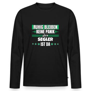 Ruhig bleiben ich bin Segler - Männer Premium Bio Langarmshirt - Schwarz - Vorne - Nico (187cm)