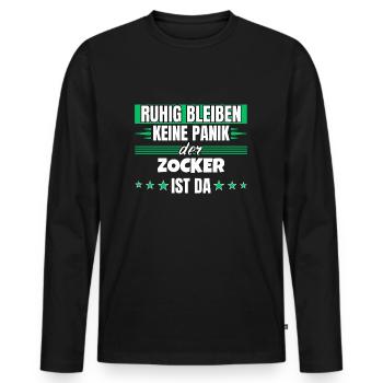Ruhig bleiben ich bin Zocker - Männer Premium Bio Langarmshirt - Schwarz - Vorne - Nico (187cm)