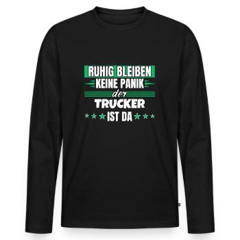 Ruhig bleiben ich bin Ruhig bleiben ich bin - Männer Premium Bio Langarmshirt - Schwarz - Vorne - Nico (187cm)