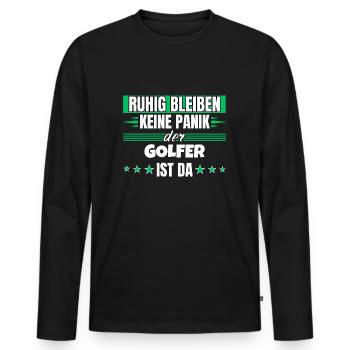 Ruhig bleiben ich bin Golfer - Männer Premium Bio Langarmshirt - Schwarz - Vorne - Nico (187cm)