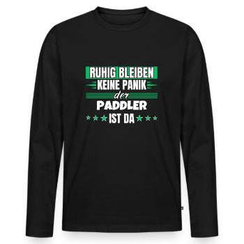 Ruhig bleiben ich bin Paddler - Männer Premium Bio Langarmshirt - Schwarz - Vorne - Nico (187cm)