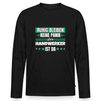 Ruhig bleiben ich bin Handwerker - Männer Premium Bio Langarmshirt - Schwarz - Vorne - Nico (187cm)