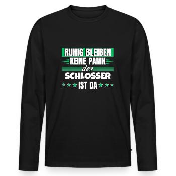Ruhig bleiben ich bin Schlosser - Männer Premium Bio Langarmshirt - Schwarz - Vorne - Nico (187cm)