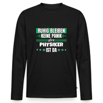 Ruhig bleiben ich bin Physiker - Männer Premium Bio Langarmshirt - Schwarz - Vorne - Nico (187cm)