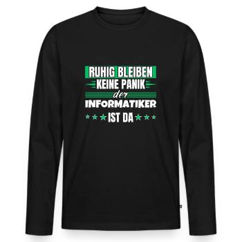 Ruhig bleiben ich bin Informatiker - Männer Premium Bio Langarmshirt - Schwarz - Vorne - Nico (187cm)