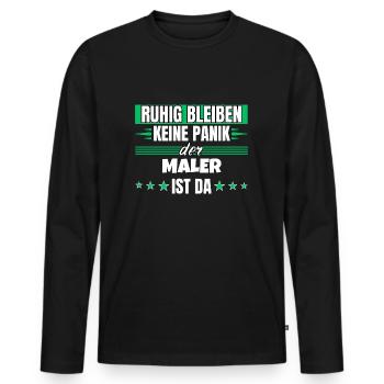 Ruhig bleiben ich bin Maler - Männer Premium Bio Langarmshirt - Schwarz - Vorne - Nico (187cm)