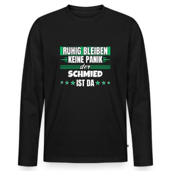 Ruhig bleiben ich bin Schmied - Männer Premium Bio Langarmshirt - Schwarz - Vorne - Nico (187cm)
