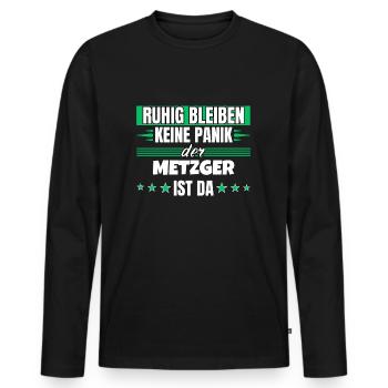 Ruhig bleiben ich bin Metzger - Männer Premium Bio Langarmshirt - Schwarz - Vorne - Nico (187cm)
