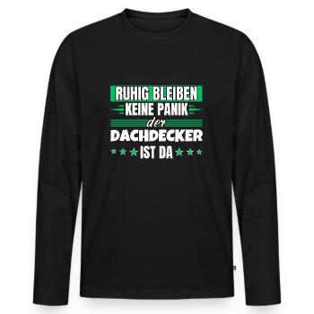 Ruhig bleiben ich bin Dachdecker - Männer Premium Bio Langarmshirt - Schwarz - Vorne - Nico (187cm)