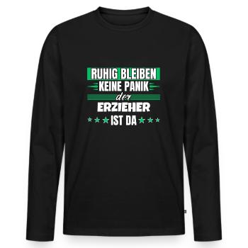 Ruhig bleiben ich bin Erzieher - Männer Premium Bio Langarmshirt - Schwarz - Vorne - Nico (187cm)