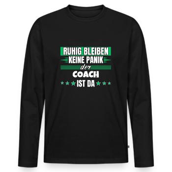 Ruhig bleiben ich bin Coach - Männer Premium Bio Langarmshirt - Schwarz - Vorne - Nico (187cm)