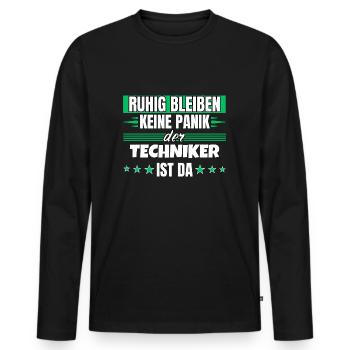 Ruhig bleiben ich bin Techniker - Männer Premium Bio Langarmshirt - Schwarz - Vorne - Nico (187cm)