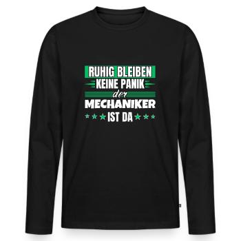 Ruhig bleiben ich bin Mechaniker - Männer Premium Bio Langarmshirt - Schwarz - Vorne - Nico (187cm)