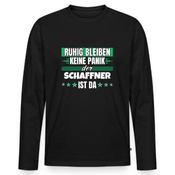 Ruhig bleiben ich bin Schaffner - Männer Premium Bio Langarmshirt - Schwarz - Vorne - Nico (187cm)