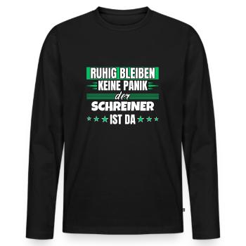Ruhig bleiben ich bin Schreiner - Männer Premium Bio Langarmshirt - Schwarz - Vorne - Nico (187cm)