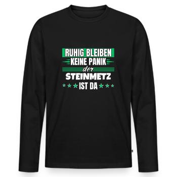 Ruhig bleiben ich bin Steinmetz - Männer Premium Bio Langarmshirt - Schwarz - Vorne - Nico (187cm)