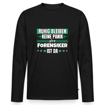 Ruhig bleiben ich bin Forensiker - Männer Premium Bio Langarmshirt - Schwarz - Vorne - Nico (187cm)