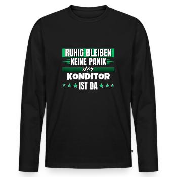 Ruhig bleiben ich bin Konditor - Männer Premium Bio Langarmshirt - Schwarz - Vorne - Nico (187cm)