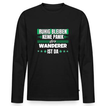 Ruhig bleiben ich bin Wanderer - Männer Premium Bio Langarmshirt - Schwarz - Vorne - Nico (187cm)