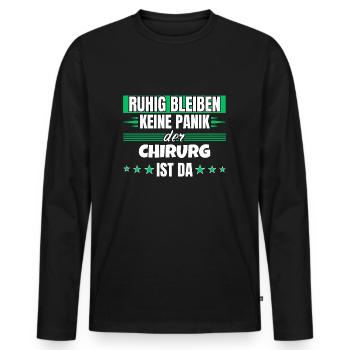 Ruhig bleiben ich bin Chirurg - Männer Premium Bio Langarmshirt - Schwarz - Vorne - Nico (187cm)