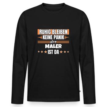 Ruhig bleiben ich bin Maler - Männer Premium Bio Langarmshirt - Schwarz - Vorne - Nico (187cm)