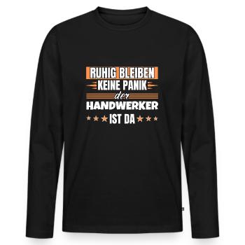 Ruhig bleiben ich bin Handwerker - Männer Premium Bio Langarmshirt - Schwarz - Vorne - Nico (187cm)