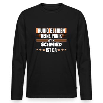 Ruhig bleiben ich bin Schmied - Männer Premium Bio Langarmshirt - Schwarz - Vorne - Nico (187cm)