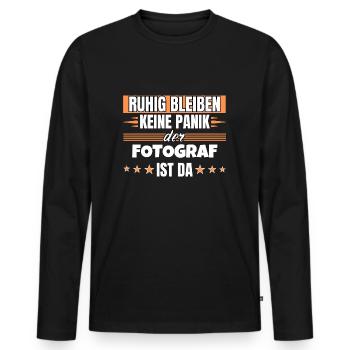 Ruhig bleiben ich bin Fotograf - Männer Premium Bio Langarmshirt - Schwarz - Vorne - Nico (187cm)