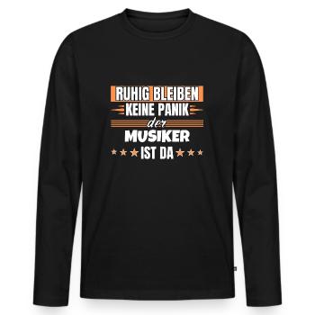 Ruhig bleiben ich bin Musiker - Männer Premium Bio Langarmshirt - Schwarz - Vorne - Nico (187cm)