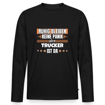 Ruhig bleiben ich bin Ruhig bleiben ich bin - Männer Premium Bio Langarmshirt - Schwarz - Vorne - Nico (187cm)