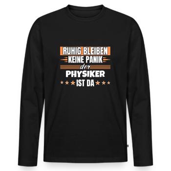 Ruhig bleiben ich bin Physiker - Männer Premium Bio Langarmshirt - Schwarz - Vorne - Nico (187cm)