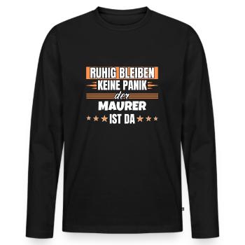Ruhig bleiben ich bin Maurer - Männer Premium Bio Langarmshirt - Schwarz - Vorne - Nico (187cm)