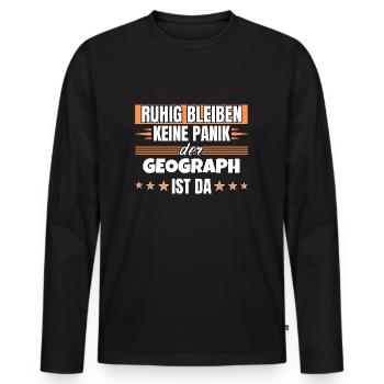 Ruhig bleiben ich bin Geograph - Männer Premium Bio Langarmshirt - Schwarz - Vorne - Nico (187cm)