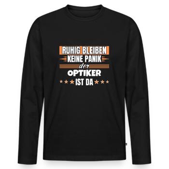 Ruhig bleiben ich bin Optiker - Männer Premium Bio Langarmshirt - Schwarz - Vorne - Nico (187cm)