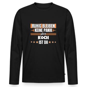 Ruhig bleiben ich bin Koch - Männer Premium Bio Langarmshirt - Schwarz - Vorne - Nico (187cm)