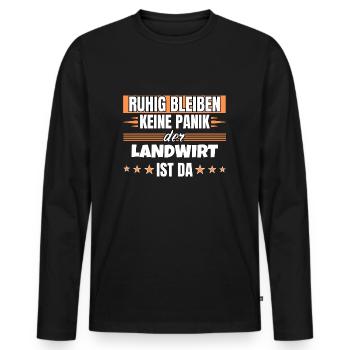 Ruhig bleiben ich bin Landwirt - Männer Premium Bio Langarmshirt - Schwarz - Vorne - Nico (187cm)