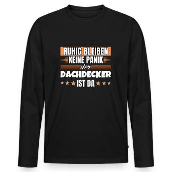 Ruhig bleiben ich bin Dachdecker - Männer Premium Bio Langarmshirt - Schwarz - Vorne - Nico (187cm)