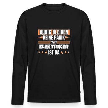Ruhig bleiben ich bin Elektriker - Männer Premium Bio Langarmshirt - Schwarz - Vorne - Nico (187cm)